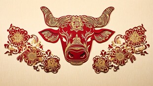 牛年剪纸装饰喜庆图案