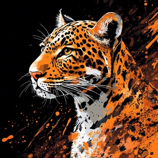 豹之英姿 艺术风动物绘