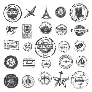 复古风旅行主题徽章集合