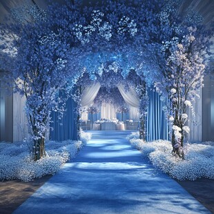 梦幻蓝色系浪漫婚礼场景