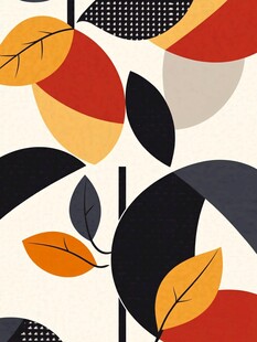 几何风多彩叶片图案设计