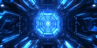 未来科技感的蓝色科幻通道