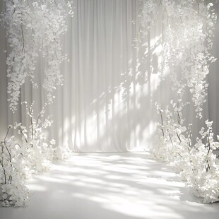 纯白浪漫花卉婚礼布置场景