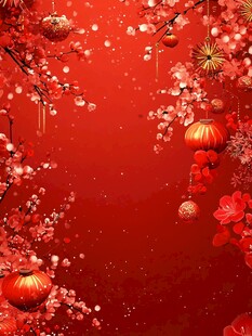 喜庆红色中国风春节背景