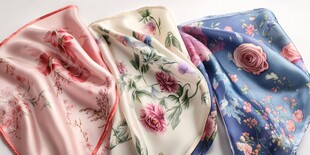 三款花卉图案精美小方巾