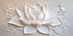 立体白色莲花浮雕艺术作品
