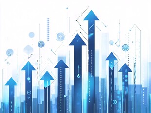 科技风向上箭头增长背景图