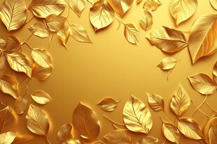 金色树叶环绕的华丽背景