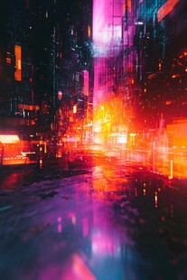 赛博朋克风霓虹城市夜景