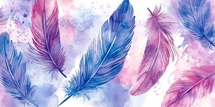 水彩羽毛梦幻图案背景