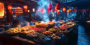 古街夜市美食飘香