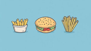 卡通汉堡与薯条插画