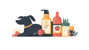 宠物护理用品与可爱狗狗