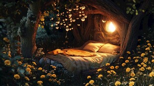 梦幻森林中的温馨睡眠角落