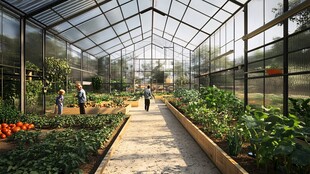 温室中的有机蔬菜种植场景