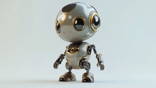 可爱银色小机器人