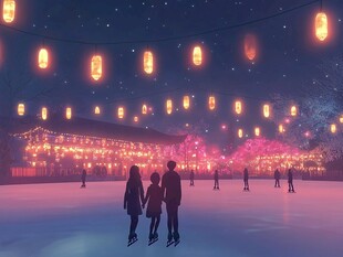 冰上灯会 温馨的亲子时光