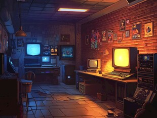 复古游戏房的怀旧氛围