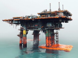 海上石油钻井平台壮观景象