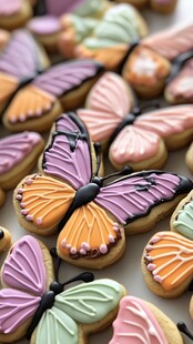 蝴蝶形状糖霜装饰美味饼干