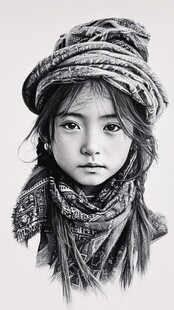 戴头巾的纯真小女孩