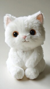 可爱白色毛绒猫咪玩偶