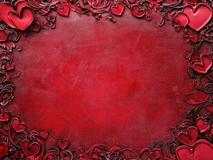 红色爱心浪漫边框背景