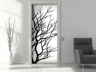 简约房间内的树枝图案移门