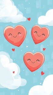 爱心云朵在蓝天微笑