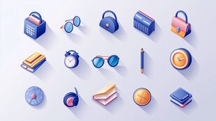 多彩3D风日常用品图标集