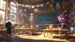 奇幻教室中的外星生物授课