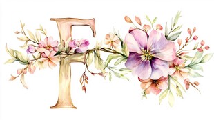 花卉装饰的字母F