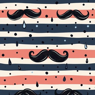 条纹背景上的趣味小胡子图案