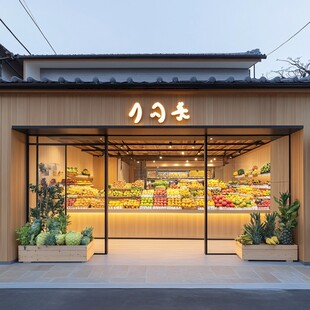 日式清新风水果店铺外观