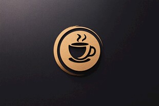 金色咖啡杯标志设计