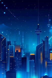 梦幻夜景下的璀璨未来都市