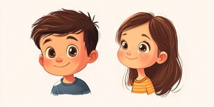 可爱卡通男孩女孩形象