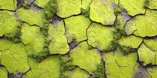 干裂土地上的绿色生机