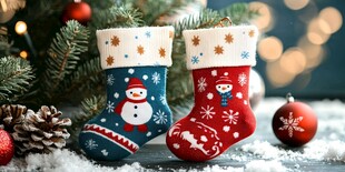圣诞袜装点温馨节日氛围