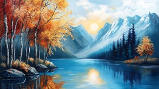 秋日山水湖畔绝美风光