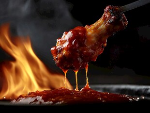 火焰烤翅 美味诱人瞬间