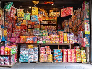 传统零食店琳琅满目货品