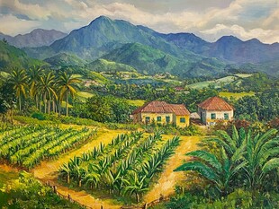 乡村田园风光油画美景