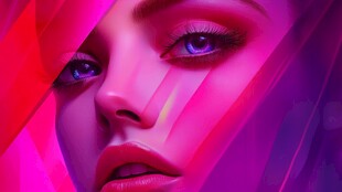 梦幻炫彩妆容女性特写