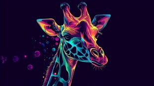 霓虹炫彩长颈鹿头部特写