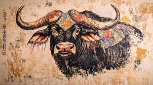 水墨风牛图 传统艺术韵味