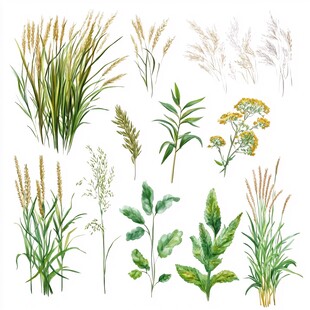 手绘水彩植物素材集合