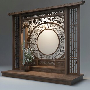 中式雕花屏风 古典雅致