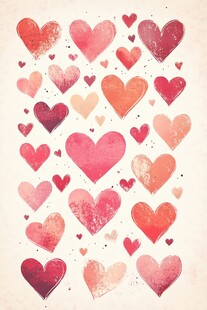 手绘多彩爱心图案集合