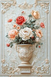 欧式浮雕花瓶花卉装饰画